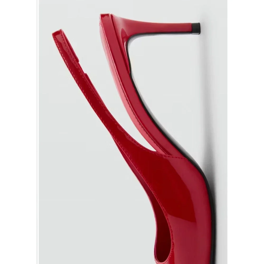 MANGO MNG RED PATENT LEATHER EFFECT POINTED SLINGBACK HIGH HEELS SHOES 36 US 6